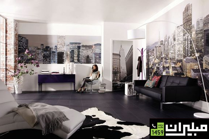 دکوراسیون داخلی اتاق نشیمن سیاه و سفید