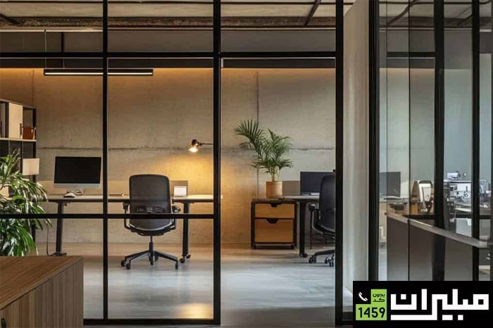 تزیین پارتیشن اداری با استفاده از قفسه و شلف‌