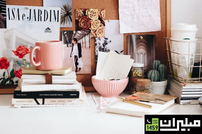 تزیین میز کار با وسایل ساده با زیر لیوانی و پد موس