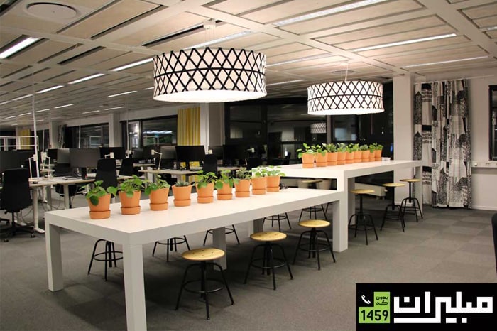 استفاده از خاکستری ملایم و بژ در دکوراسیون اداری به سبک سوئدی